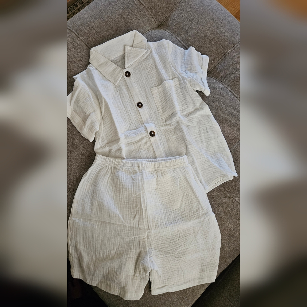 White Textured Two-Piece Set - Picture 4 of 4